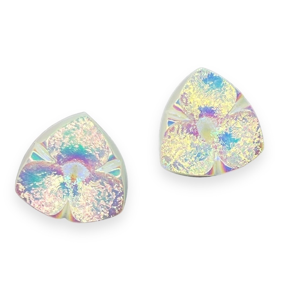 Vintage Iridescent Milk Glass Earrings